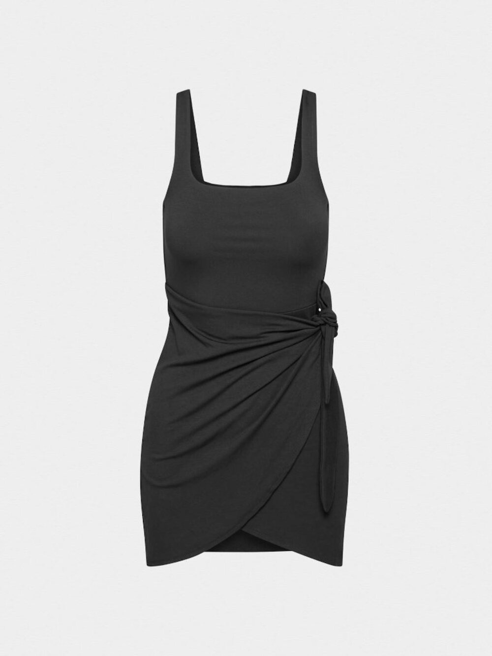 Aritzia Saturn Black Wrap-Front Mini Dress